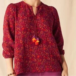 Matilda Jane cotton peasant top tassel tie long sleeve